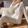 Womens Satin Pajamas Set Button Down Long Sleeve Top And Long Pants Sleepwear Set Oversized Casual Plaid 2 Piece Lounge Set