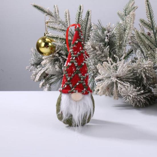 Christmas Gnome Hanging Ornament Handmade Knitted Hat Faceless Dwarf Elf Plush Doll Winter Holiday Party Xmas Tree Hanging Decoration