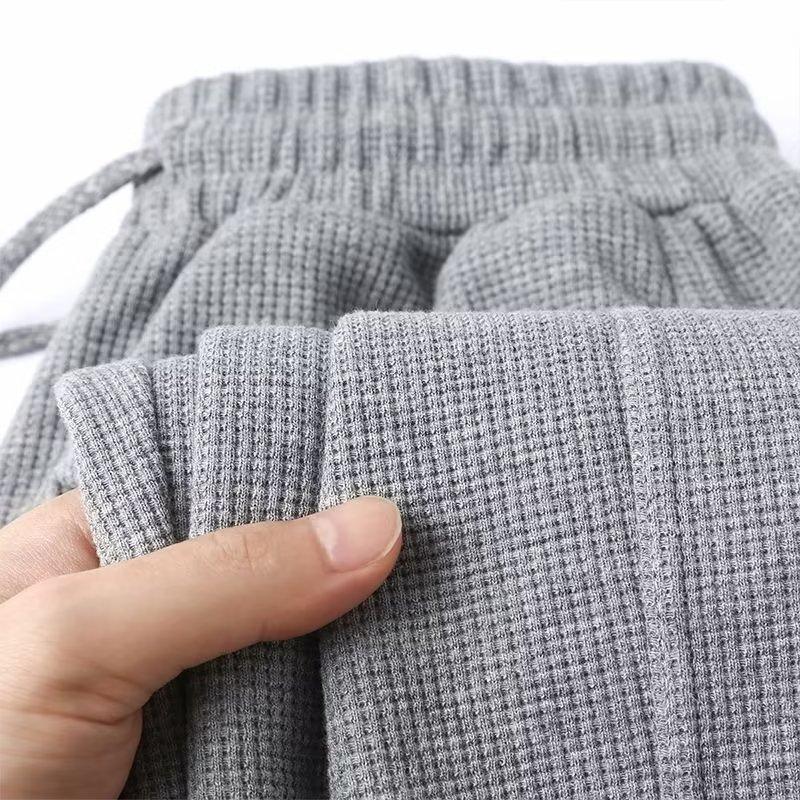 Men's Waffle Sweatpants with Oversized Texture and Tactile Feel, Sporty and Casual Wide Leg Pants, Versatile and Solid Color Casual Pants