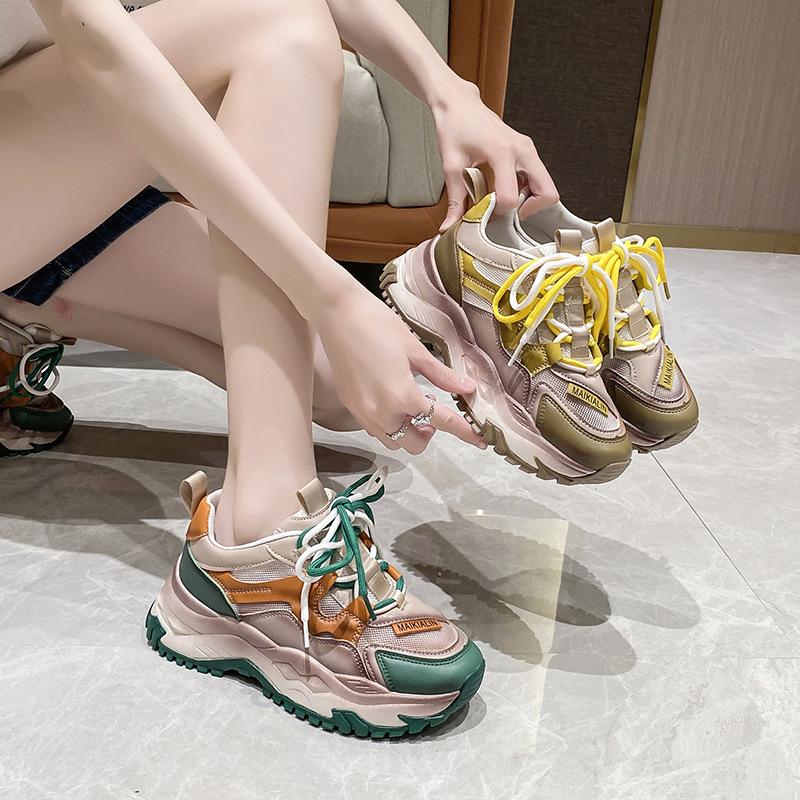 Новая женская обувь, новые массивные кроссовки, повседневная вулканизированная обувь, женские кроссовки на высокой платформе, женские осенние женские кроссовки на шнуровке