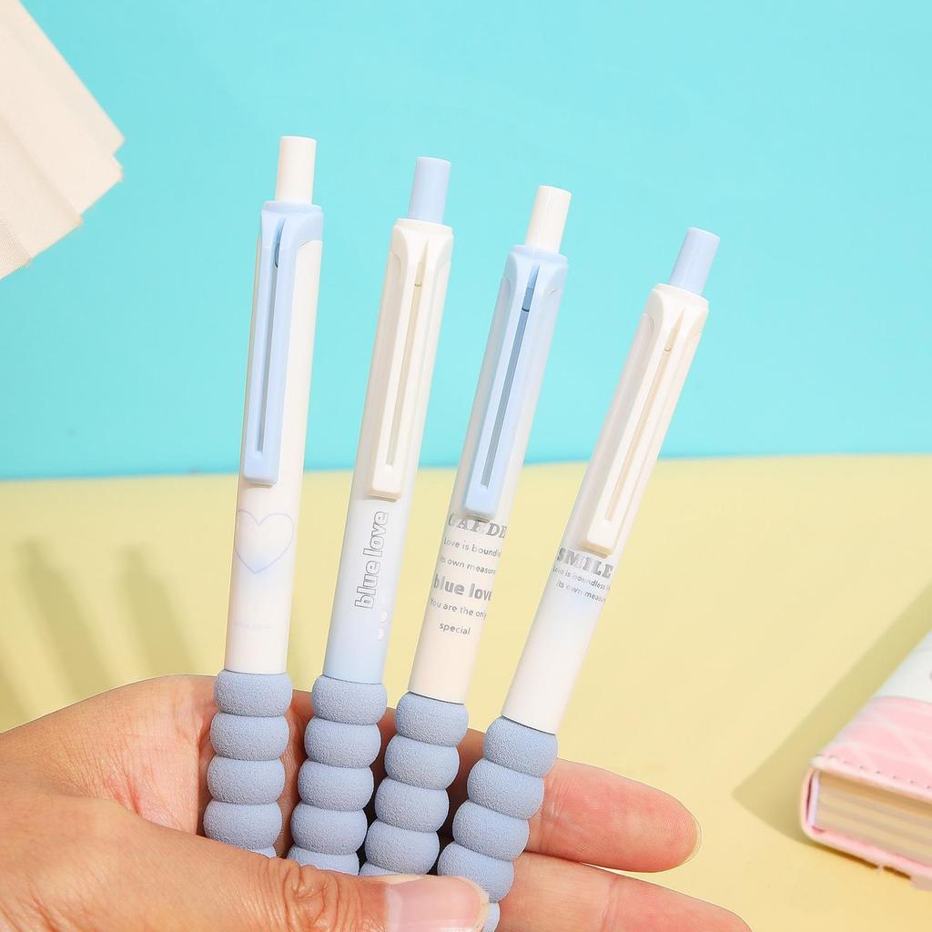 Набор из 4 шт., набор гелевых ручек Blue Love с мягкими сенсорными ручками, шариковая ручка 0,5 мм, черные чернила для письма