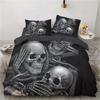 3D Printed Gothic Skull Rose Microfiber Duvet Cover Soft and Comfortable 3-piece Bedding Set with Zipper and 2 Pillowcases