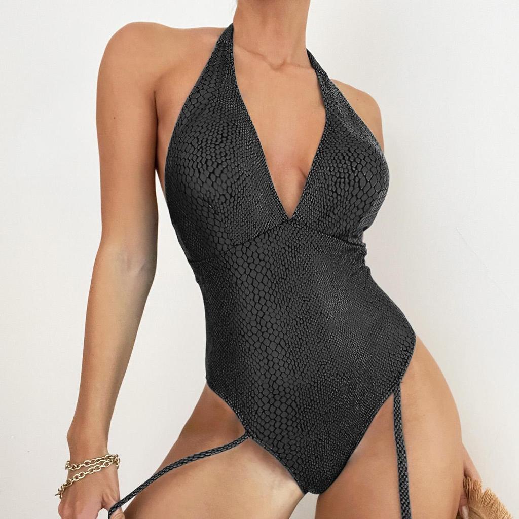 Женский сексуальный эластичный купальник с открытой спиной, летний сплошной цветной обтягивающий цельный купальник-бикини