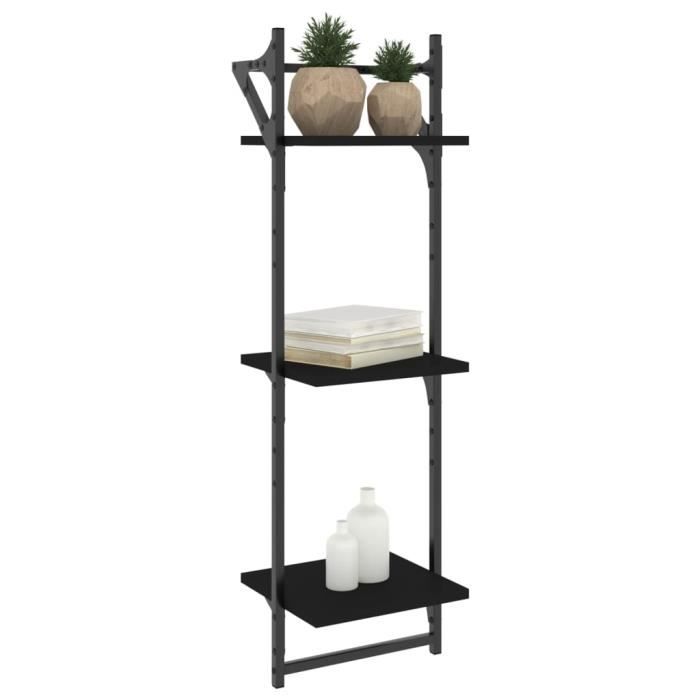 VidaXL 3-Tier Wall Shelves with Bars 2 Pcs Black 30x25x100cm 836258
