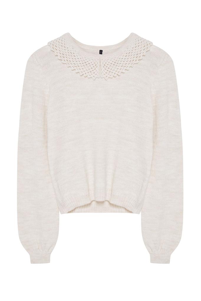 Women's Fashionable Stylish Sweater Stone Collar Detailed Knitwear Sweater