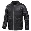 Baseball Collar Leather Jacket Men's New Men's PU Leather Motorcycle Jacket Solid Color Jacket Men's Jacket
