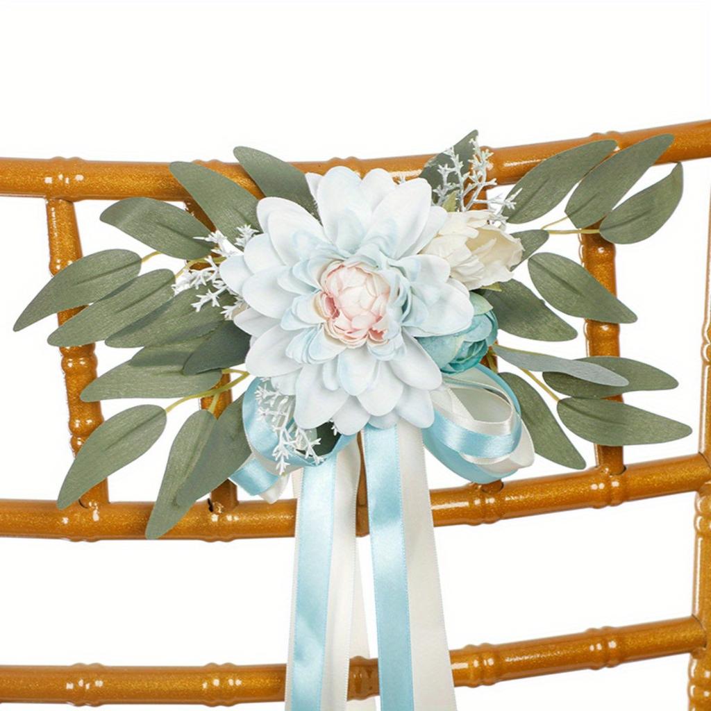 4 шт. Декор стульев, свадебные украшения для прохода, искусственные цветы для свадебной церемонии, вечеринки с искусственными цветами для украшения стульев, декор для вечеринки