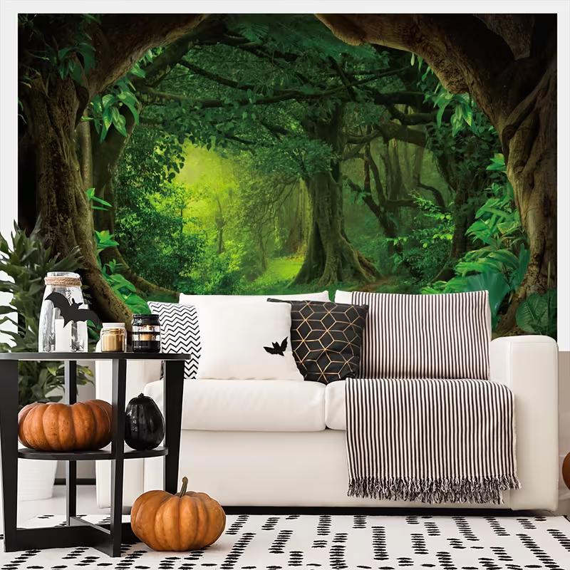 2D Dark Green Forest Backdrop for Kids & Fantasy Studio Shoots