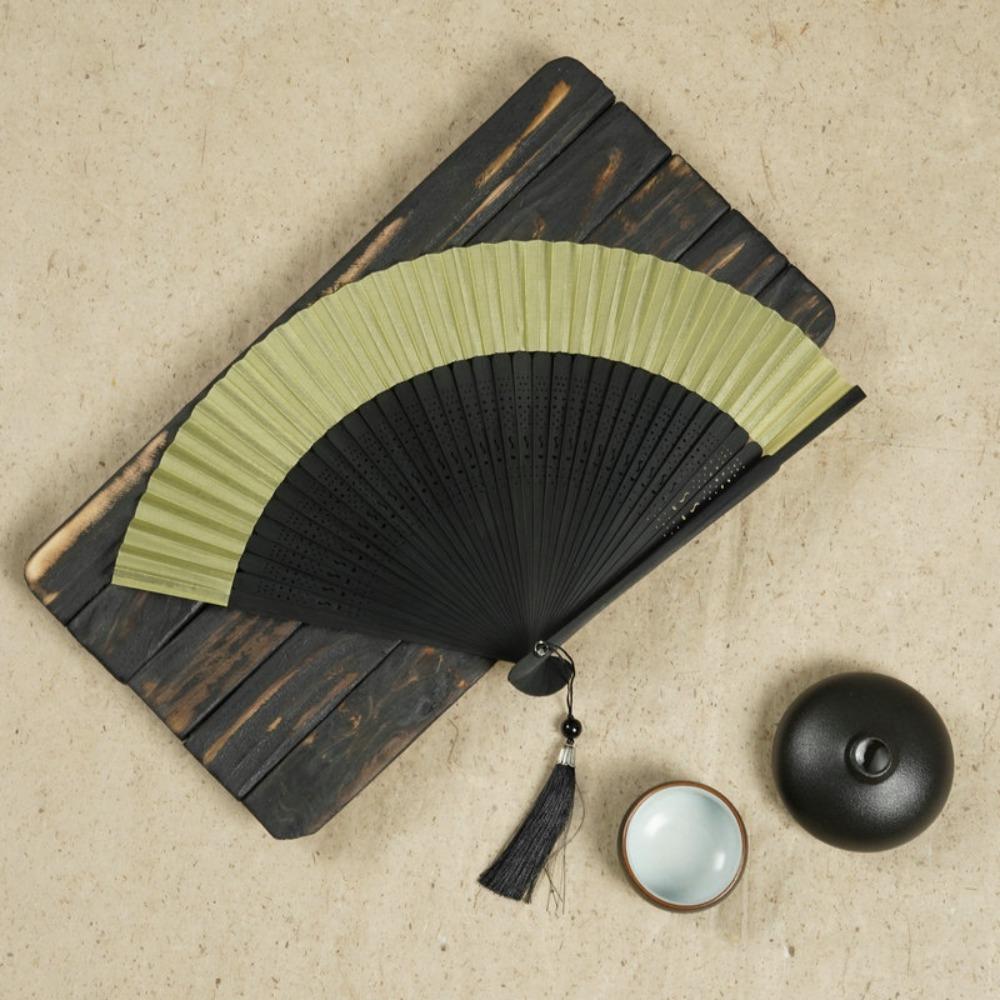 Carved Handle Chinese Fan Handhold Dance Fan Home Decoration Bamboo Folding Fan Gift