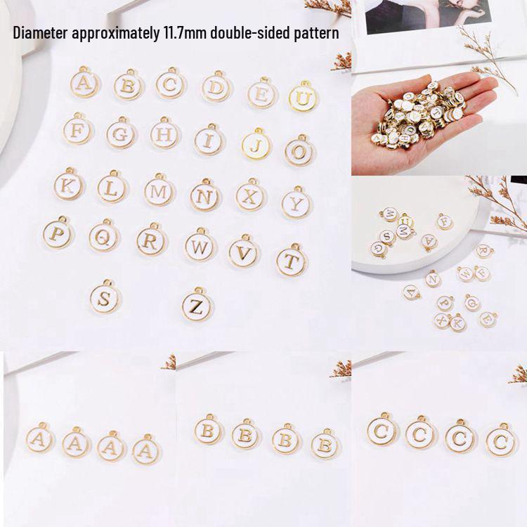 DIY Korean Letter Accessories Kit: 26 Alphabet Tags for Student Girls - Double-Sided, Large Hole Weaving Materials