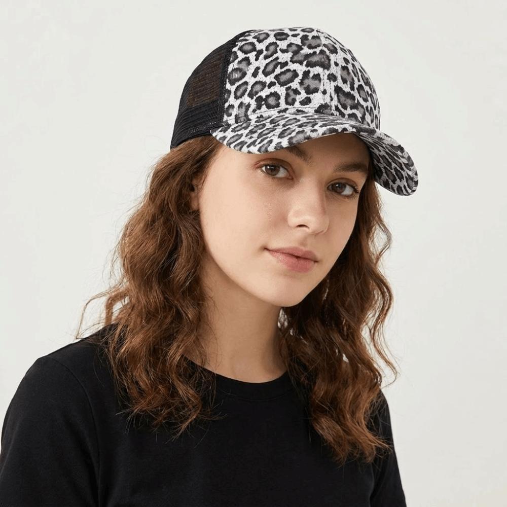 Adjustable Leopard Print Baseball Cap Soft Mesh Peaked Hat Casual Visor Hat  Unisex
