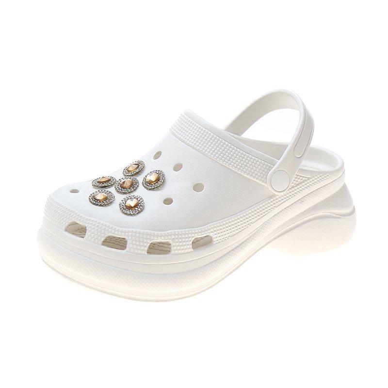 Sandals Women Summer PVC Womens Platform Garden Shoes Increase  Outdoor Sandals Beach Slippers Crystal Wedge Sandalsge3
