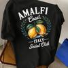 Unisex Tshirt Amalfi Coast Social Club Italian Lemon Pattern Casual Vacation Top