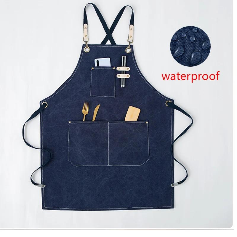 Хлопковый водонепроницаемый масляный холщовый фартук, фартук на талию для кофейни, магазина молочного чая, для дома, кухни, садоводства, работы