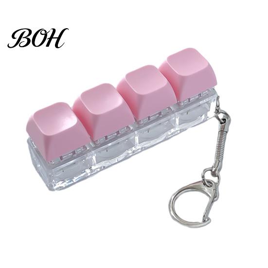 Mini Stress Relief Keychain 3/4-Keys Keyboard Fidget Toy, Push Button Finger Portable Tool Clicker Keychain, Pocket Size Mechanical Toy