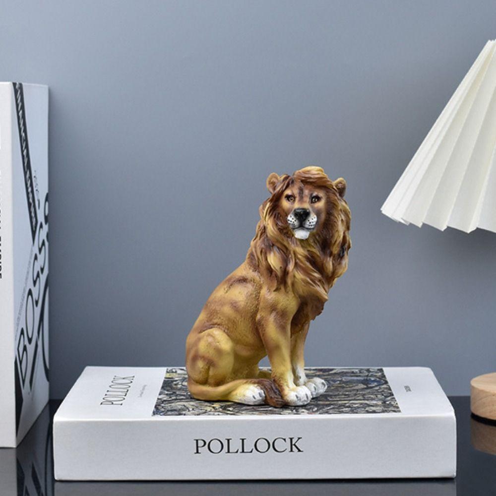 Retro Animal Ornament Luxury Miniatures Figurine Sculpture Desktop Decoration Lion Statue  Bedroom