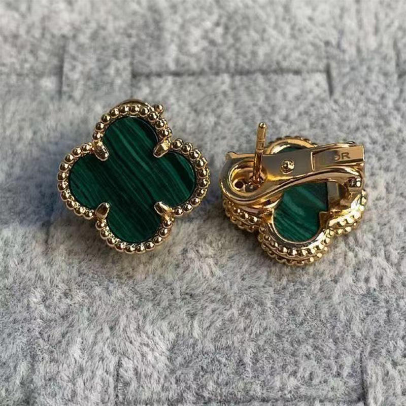 Серьги Four Leaf Grass, легкие роскошные белые рябчики с красным агатом и малахитом, женские серьги-гвоздики