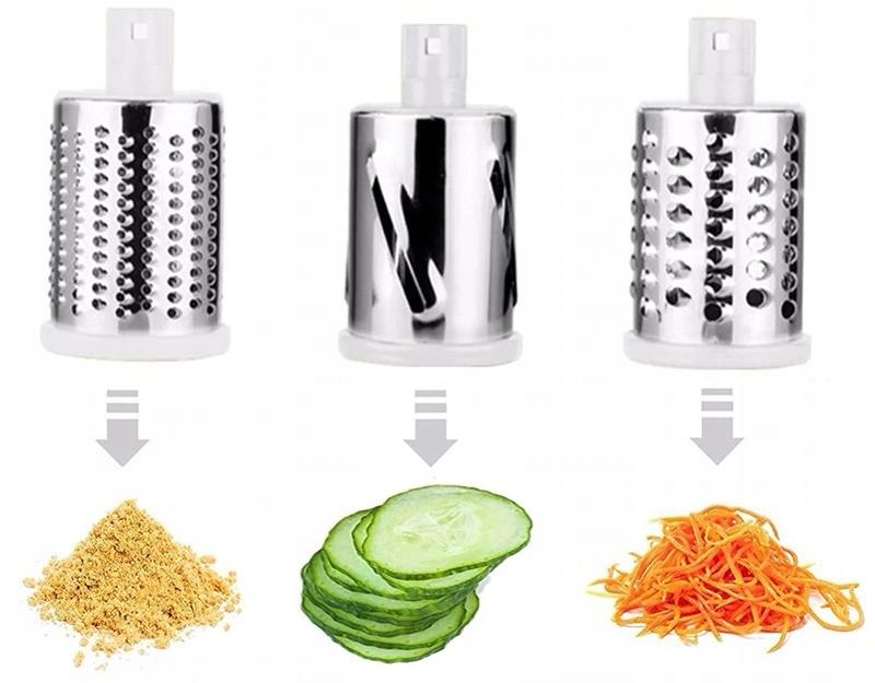 Manual Rotary Shredder With Graters For Vegetables, Cheese, Potatoes, 3 Inserts