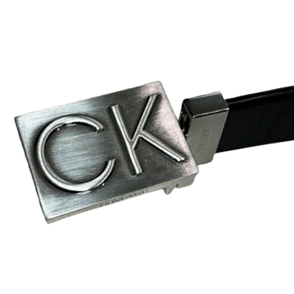 Ck Ремень Двусторонний Узкий С Логотипом Кожаный Business Casual ПЛАШКА С ЛОГОТИПОМ ДВУСТОРОННЯЯ 11CK020027 MD [Calvin Klein] Мужской ЧЕРНЫЙ/БЕЛЫЙ(112) [Использовал]