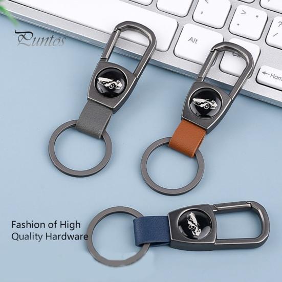Брелок для ключей из высокопрочной нержавеющей стали D-образной формы, без деформации, с гальваническим покрытием, с защитой от потери, пряжка из искусственной кожи, анти-взлом, автомобильный брелок для ключей, сумка, подвеска