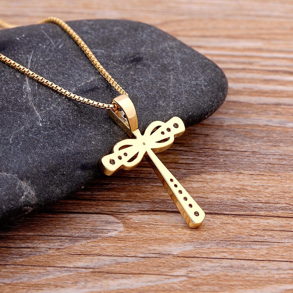 Nidin Fashion Classic Retro Shiny Cubic Zirconia Cross For Women Crystal Cross Choker Pendant Necklace Party Christmas Jewelry