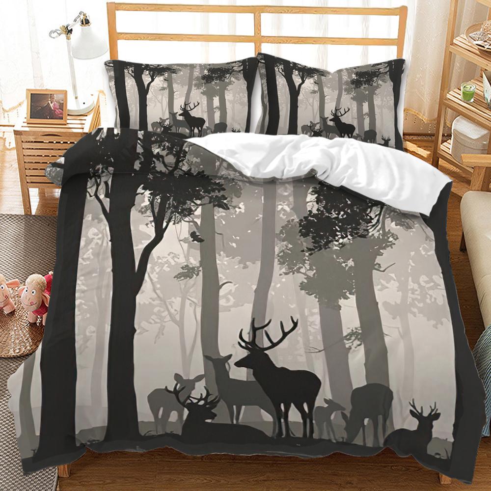 Forest Duvet Cover Set Tree Pattern Cool Colors King Queen Size Polyester Comforter Cover For Kids Boys Girls Teens Bedding Set