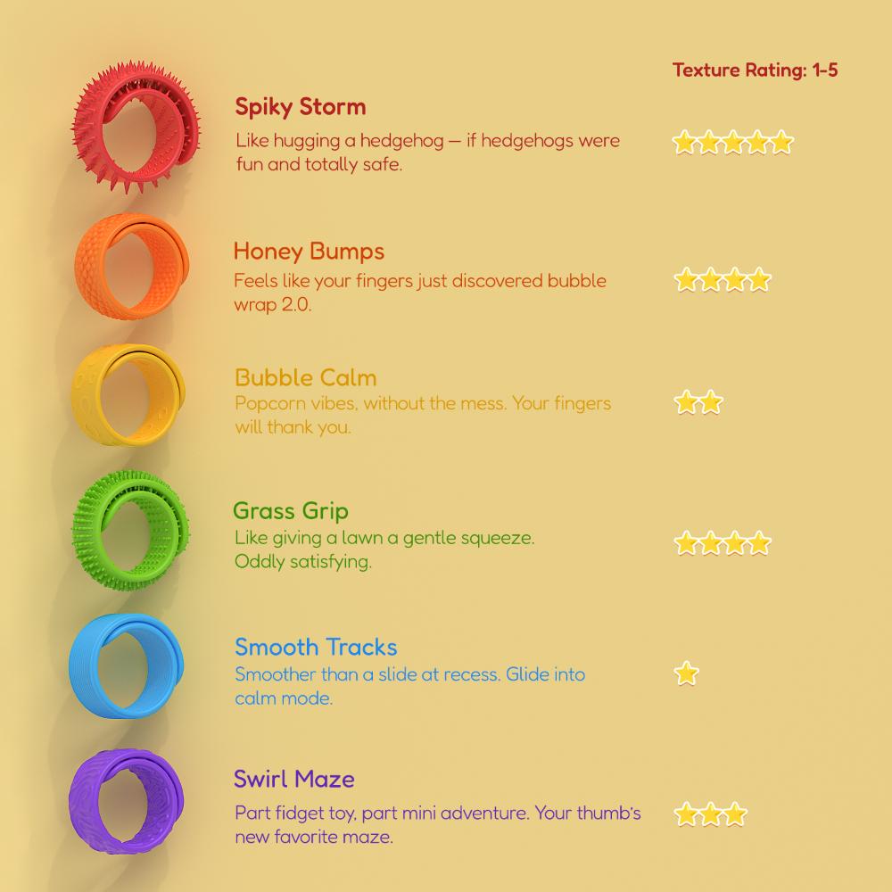 Игрушки Детские Сенсорные Текстурированные Силиконовые Браслеты Игрушки для Снятия Стресса Набор из 6 штук Текстурированные Для Детей Успокаивающие Игрушки для Снятия Стресса Новые