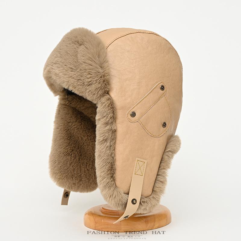 Винтажная кожаная кепка Lei Feng, зимняя, мужская и женская, теплая, пилотная, утолщенная, с подкладкой, для велоспорта, лыж, защиты ушей