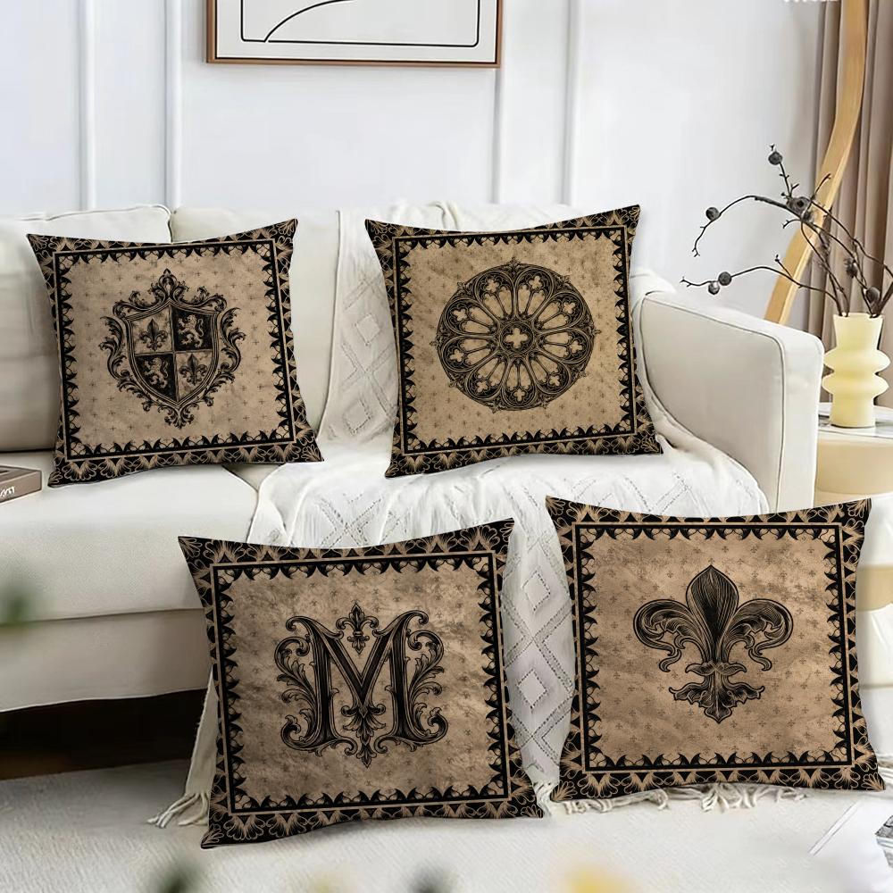 Vintage Gothic Heraldry Cushion Cover Pillow Case Short Plush Square Throw Pillow Covers Pillowcase Sofa Home Decor Gift