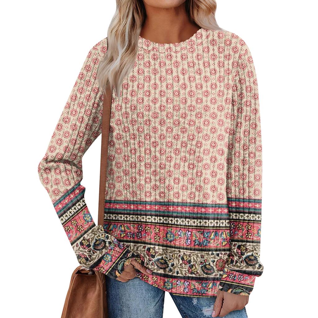 Женский принт Легкий Топ с круглым вырезом из матового хлопка