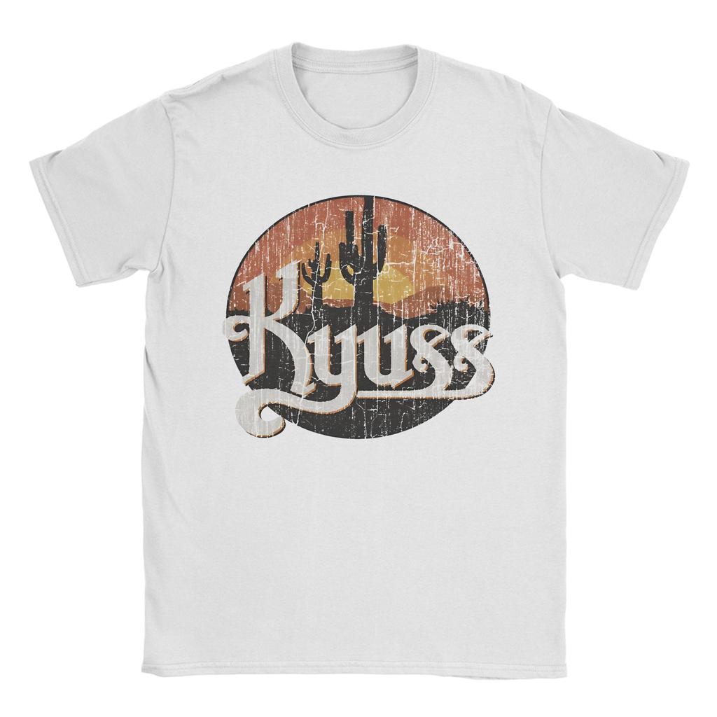 Men's T-Shirt Kyuss Sunset 1987 Queens Vintage Pure Cotton Tee Shirt Short Sleeve  T Shirts Round Collar Clothing 6XL