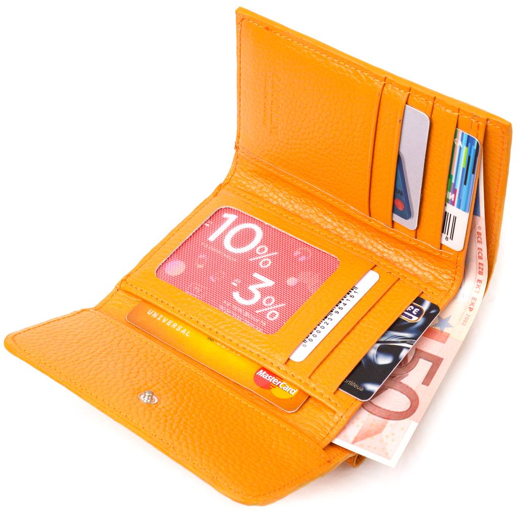 Яркий женский кошелек из натуральной кожи флотар CANPELLINI Wallet 21592 Желтый