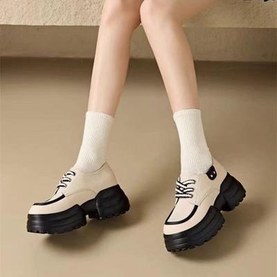 Модная повседневная универсальная новая одинарная обувь с круглым носком, подошва-маффин на каблуке, резиновая подошва, внутренняя подкладка из микрофибры