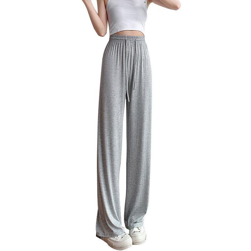 Grey Wide-leg Pants Women's Summer Thin High-waisted Drooping Casual Ice Silk Modal Dance Mosquito-proof Drooping Pants