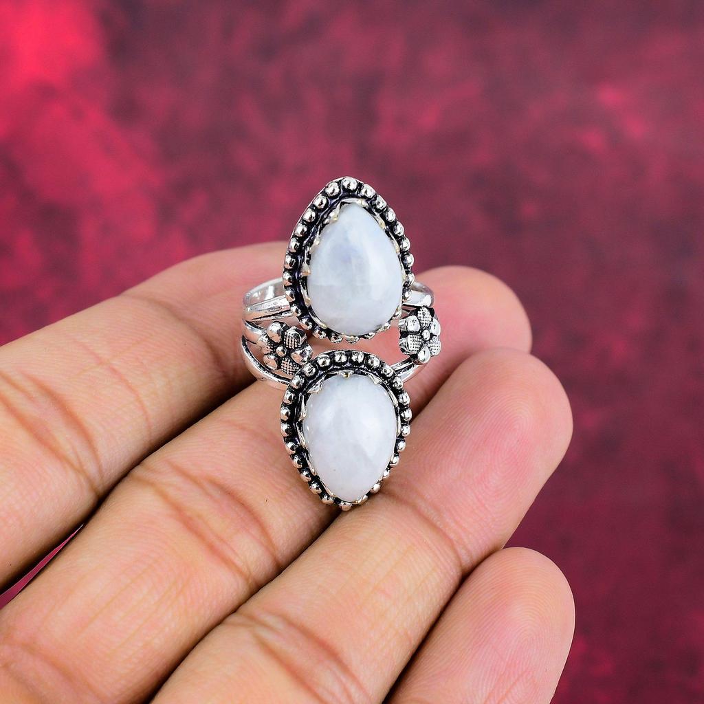 Rainbow Moonstone Ring Gemstone Jewelry, 925 Solid Sterling Silver Ring, Handmade Beautiful Jewelry Ring