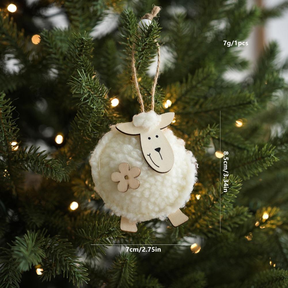 Sheep Shape Christmas Ornament Felt Material Felt Pendant Cute Xmas Hanging Charm Gift Decoration