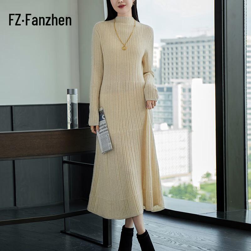 Fanzhen Женское вязаное платье макси из 100% шерсти