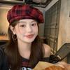 Японский клетчатый берет шляпа красный ретро шляпа художника винтажный Y2k берет шляпа женский