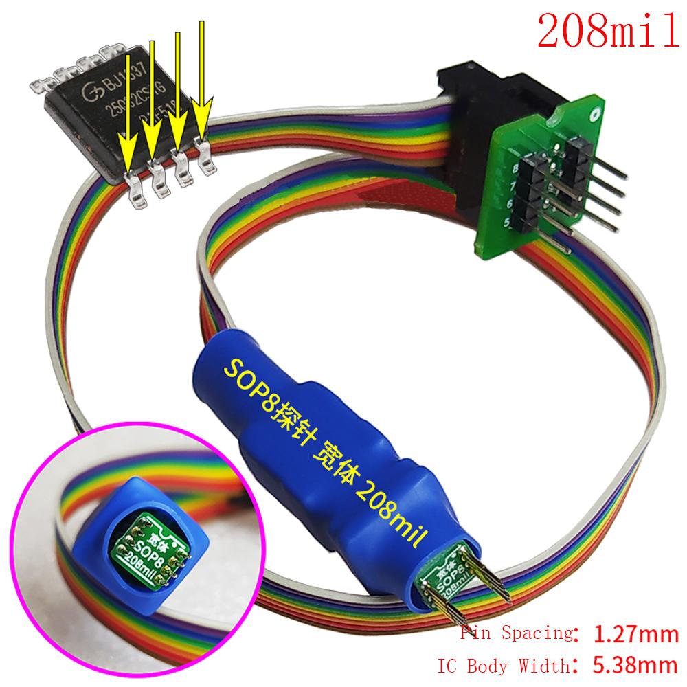 Тестовый зажим-щуп SOIC8 SOP8, линия с шагом 1,27 мм для EEPROM 93CXX/25CXX/24CXX, программирование микросхем на USB-программаторе RT809F CH341A