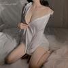 Сяньи Эротическое нижнее белье Чистое желание Ледяной шелк Белая рубашка Чтобы соблазнить парня Ветер Большой размер Сексуальная Горячая Пижама Кровать 430