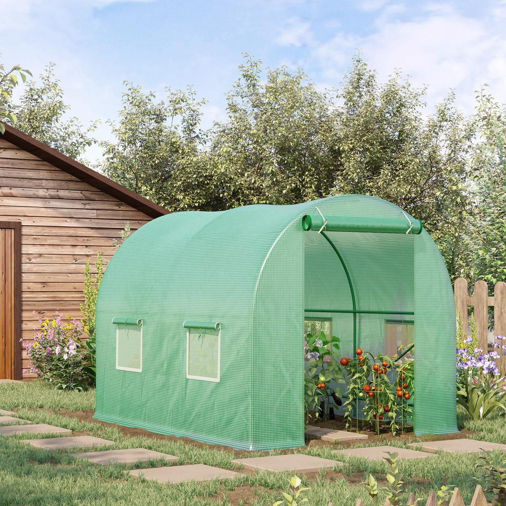 245 x 200cm Polytunnel Greenhouse - Green