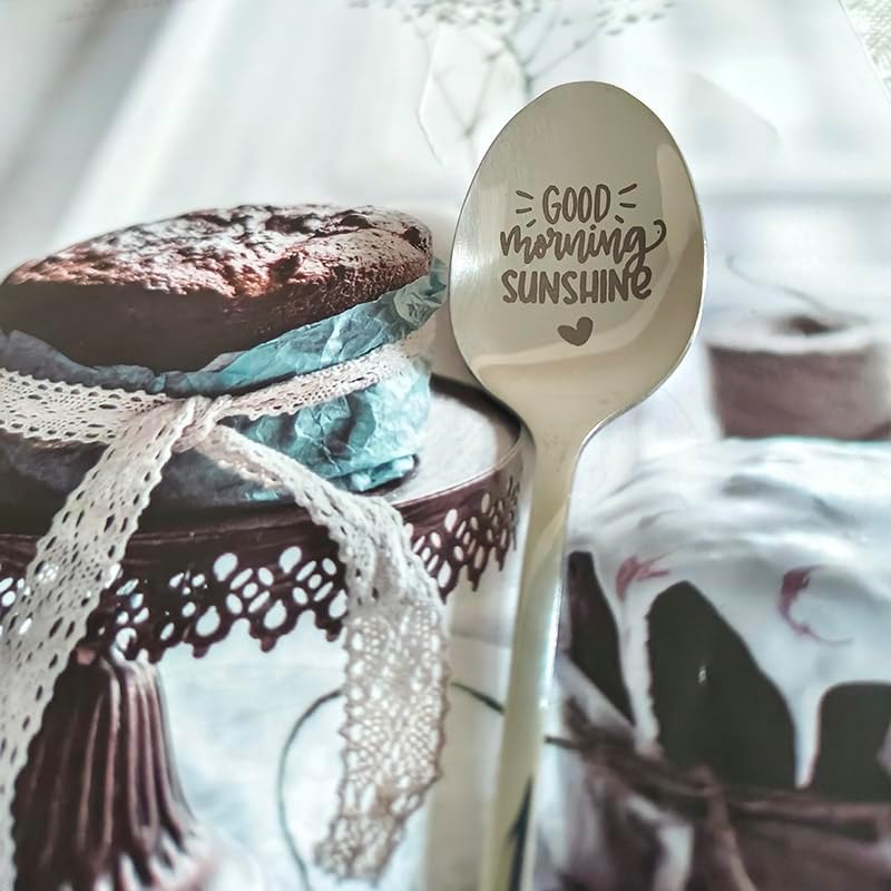 Anniversary Birthday Gift for Wife Best Friend Good Morning Sunshine Spoon Gifts for Mom Granddaughter Coffee Tea Lovers Gifts for Sister Grandma