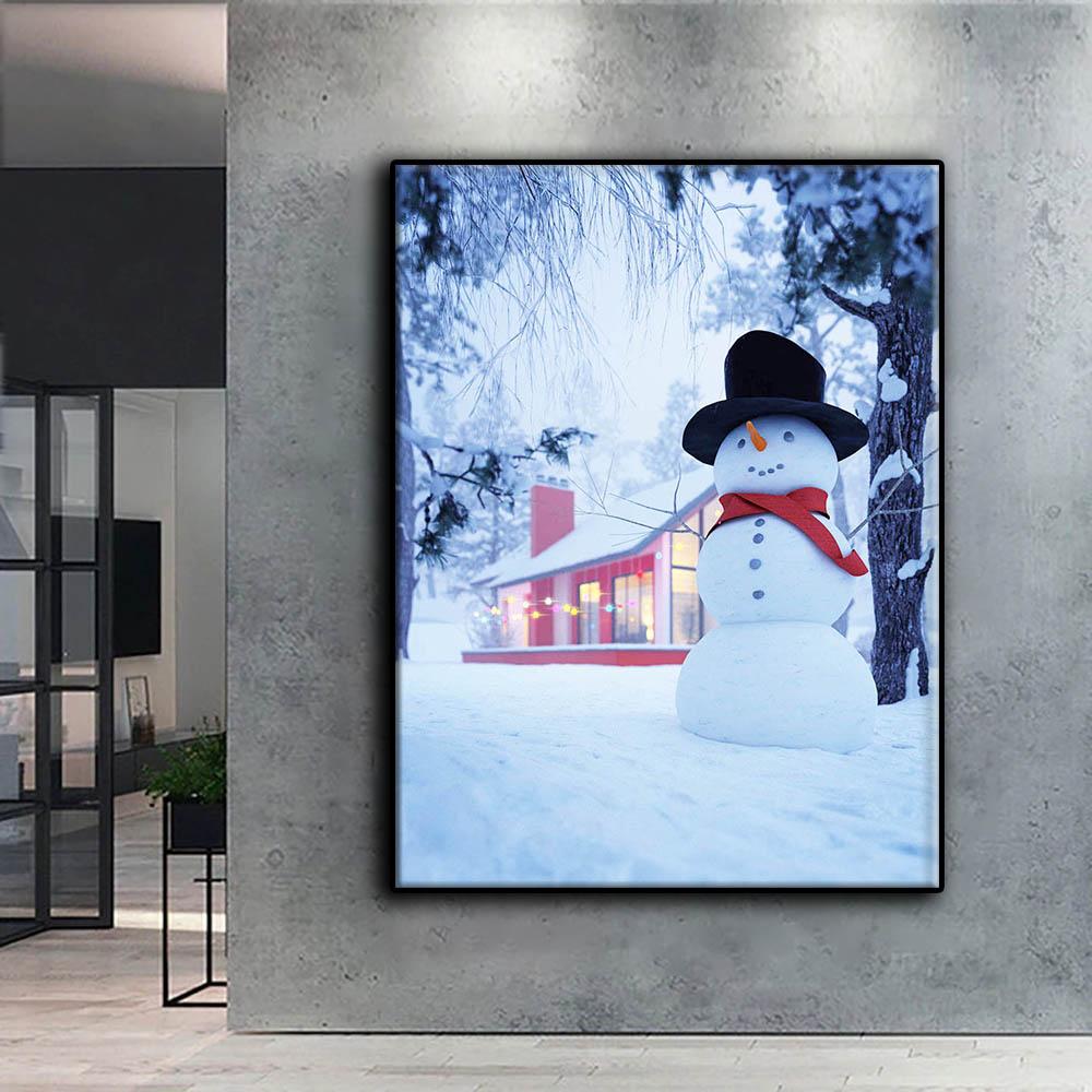 Алмазная картина Рождественская елка Санта-Снеговик Вышивка крестом Стразы Домашний декор