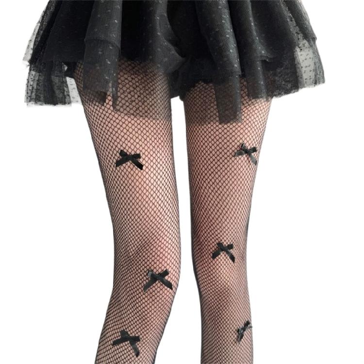Breathable Lace Fishnet Tights With Unique Bows Embellishment Smooth And Comfortable Pantyhose For Comfort