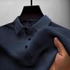 Men's High-End Ice Silk Long Sleeve Mesh T-Shirt with Collar - Solid Summer Color