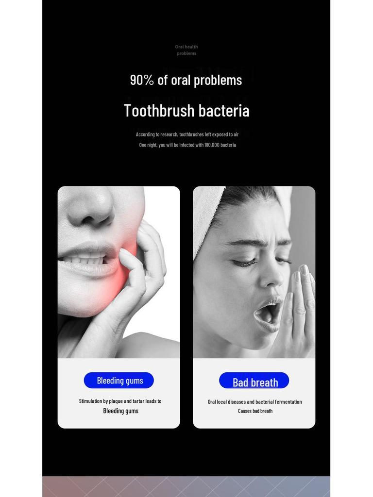 Умный УФ-держатель для зубных щеток и автоматический дозатор зубной пасты с двумя стаканчиками.