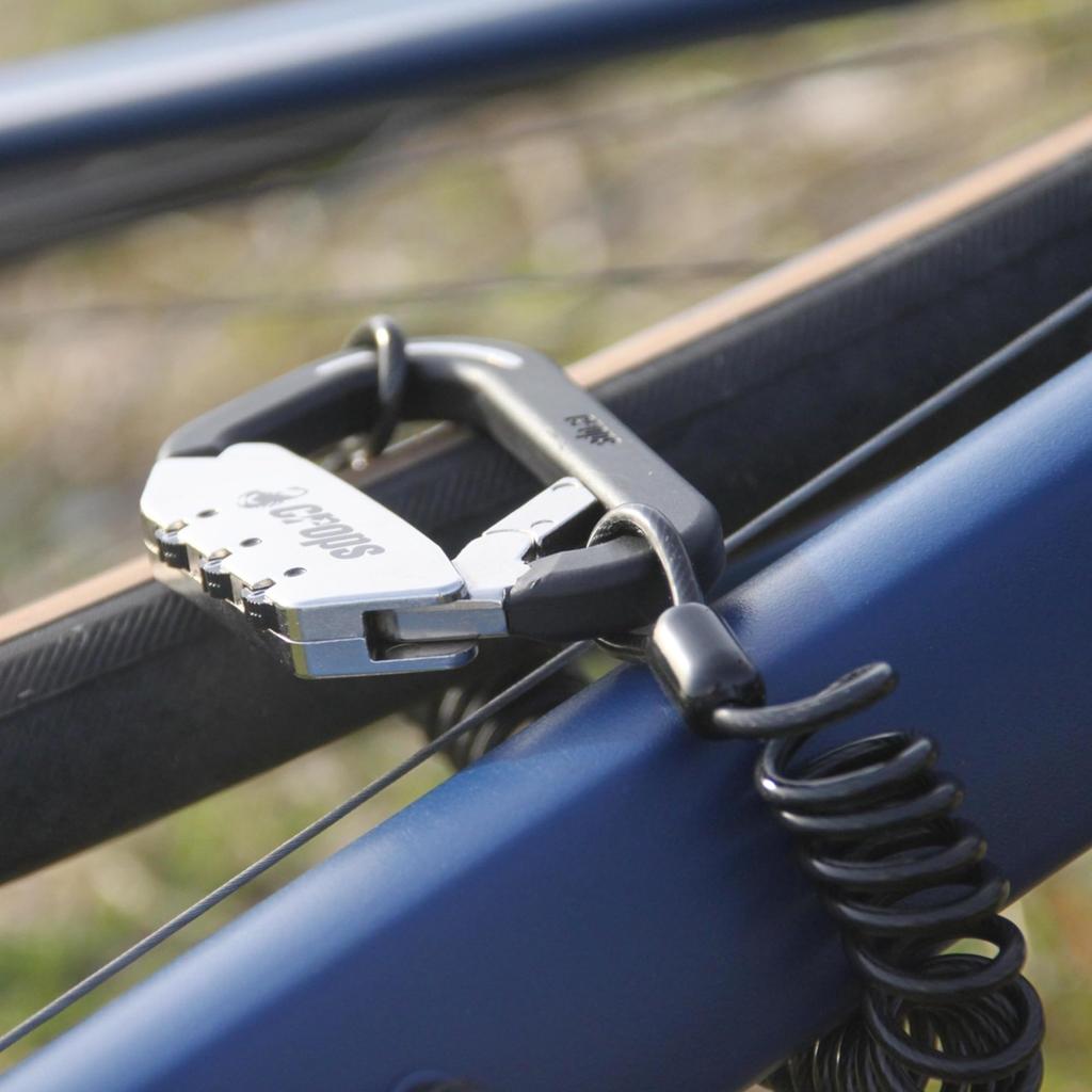 Crops Carabiner Lock with Coil Wire ELK 3mm X 1500mm 3 Digit Dial SPD03-SC01 (Black)