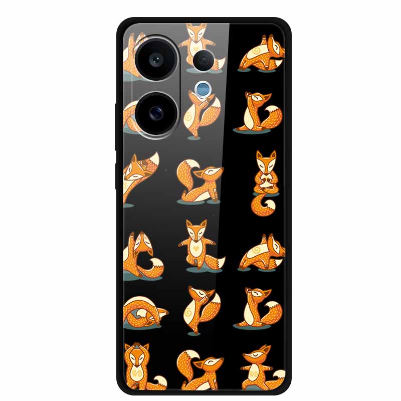 Tempered Glass Case For Vivo V60 2025 Phone Case 6.77" Cartoon Cats Hard Back Cover Soft Bumper For Vivo V60 5G Case V 60 Fundas