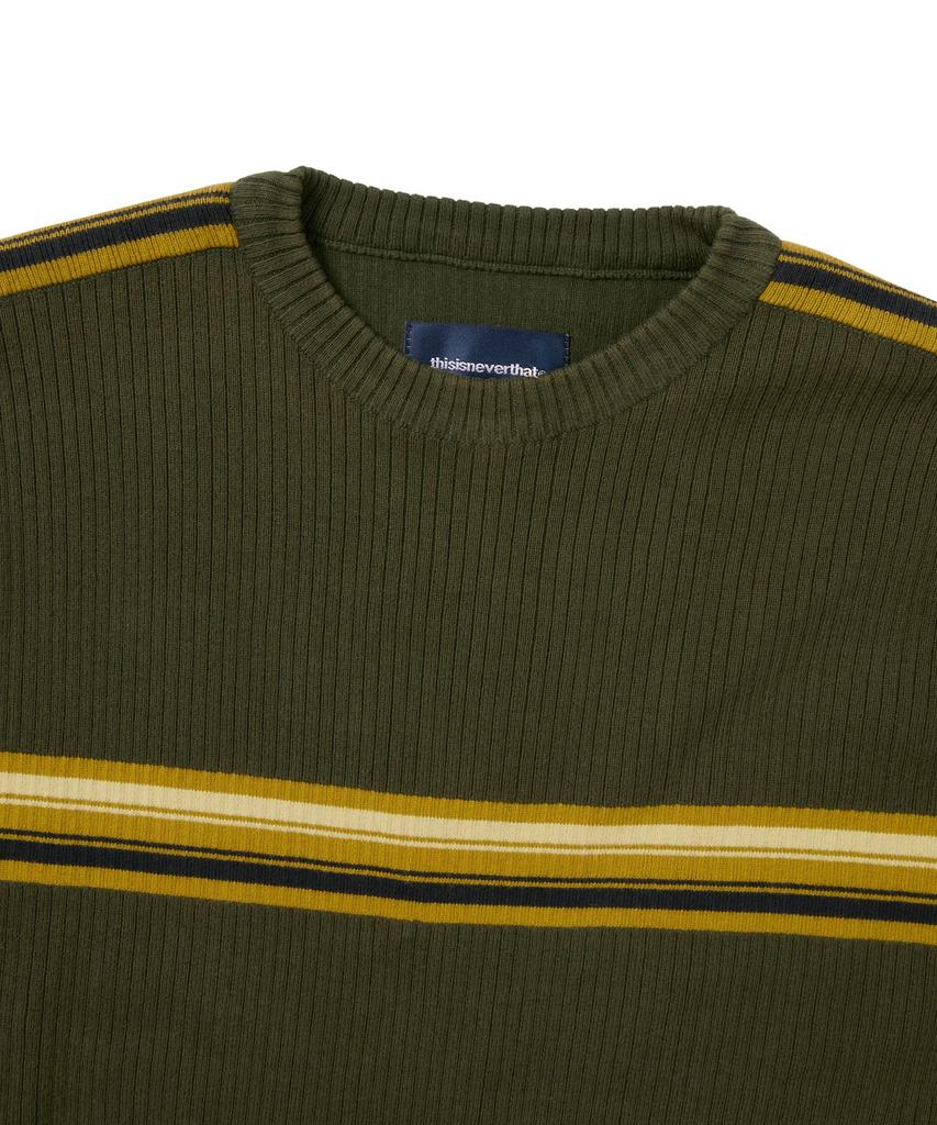 THISISNEVERTHAT Striped Knit L/S Top Olive