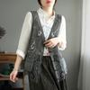 Spring Summer Vintage Hollow Out Vest Women Lace Outerwear Cape V-neck Waistcoat Single-breasted Sleeveless Cardigan Solid Tops